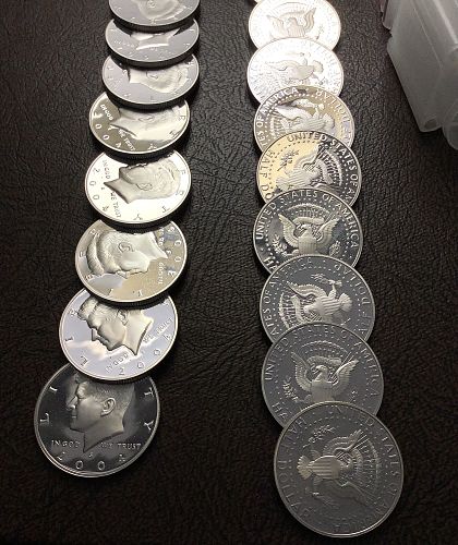 Roll 90% Silver Proof 2004-S Kennedy Half Dollars Black &White Watery Contrast