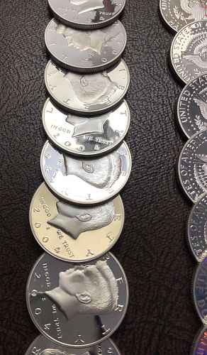 Roll 90% Silver Proof 2004-S Kennedy Half Dollars Black &White Watery Contrast