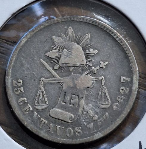1889 Mexico 25 Centavos
