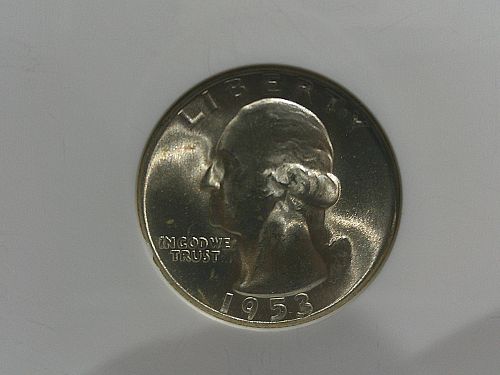 1953-S Washington Quarter.  Graded NGC MS66.  Blast White Surfaces.  1