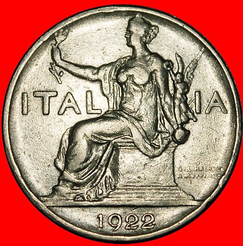 Ⰿ SAVOY ARMS (1922-1935):ITALY★1 LIRA 1922R UNPUBLISHED★Victor Emmanuel III 1900-1946