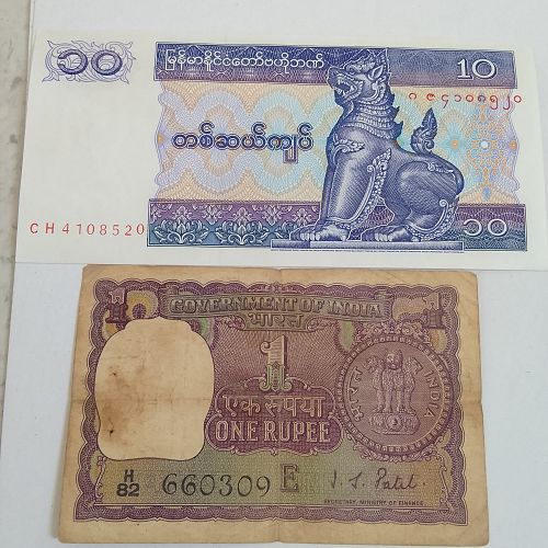 6)  MYANNAR & INDIA ..I G PATEL SIGN  (2 Diff. Denominations)