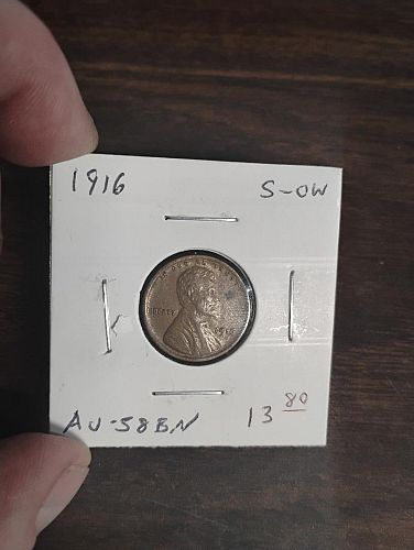 1916 LINCOLN WHEAT CENT AU-58 ,BROWN