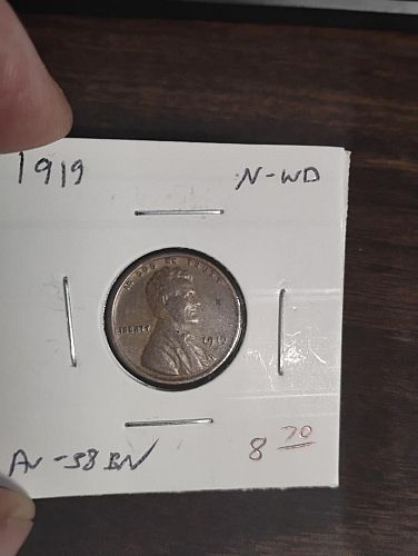 1919 LINCOLN WHEAT CENT AU-58 BN