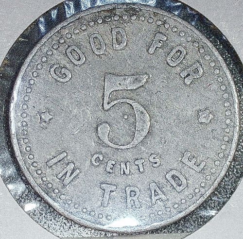 Vintage Louis Fisher's Place Burlington, Iowa G/F 5 Cents 26mm