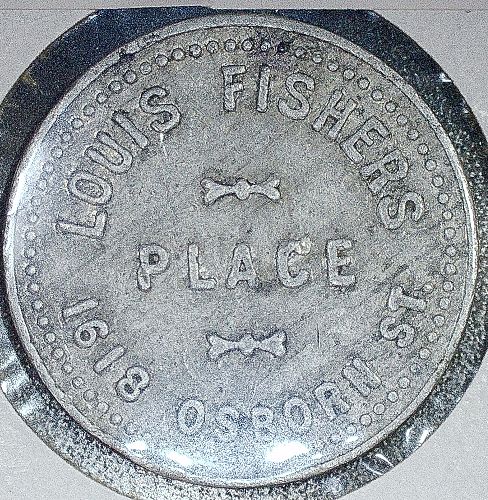 Vintage Louis Fisher's Place Burlington, Iowa G/F 5 Cents 26mm