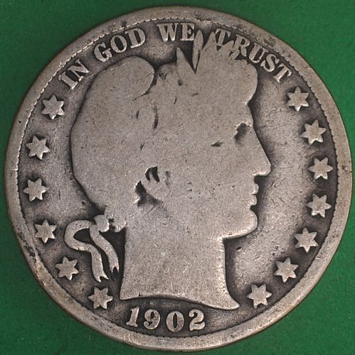 1902 s バーバーハーフダラー銀貨　準特年 1902 Barber Half Dollar Coin Value, Prices & Info | USA Coin Book