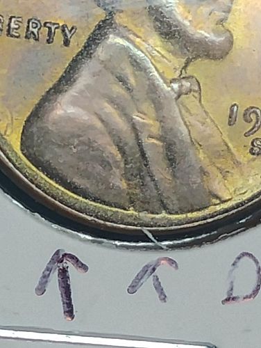 1954-S LINCOLN WHEAT CENT MS-67 BN , REV. STRUCK THROUGH GREASE, OBV.  2 DIE CRACKS