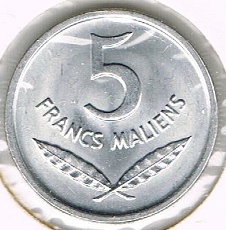 5 Francs Maliens, Mali, 1961