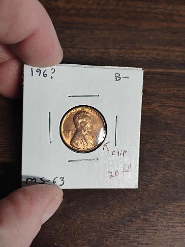 196X LINCOLN MEMORIAL CENT MS-63 LARGE CLIP CONCERNING DATE