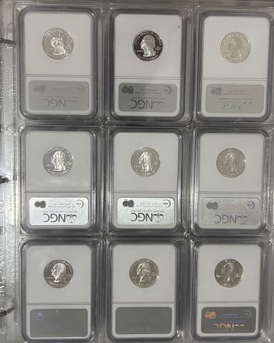 Complete set of 50 NGC pr69 Ultra Cameo 1999-2008 silver quarter state quarts