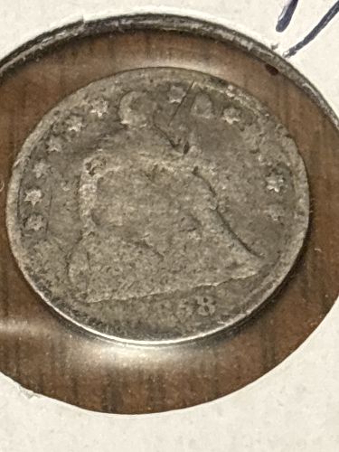 1858 SILVER Half Dime as shown in the photos