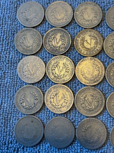 Lot of (30) Liberty V Nickels. All readable dates.