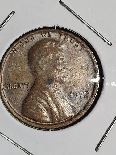 1972 LINCOLN MEMORIAL CENT XF-45 BROWN ROTATED DIE & MAD / COLLAR CLASH
