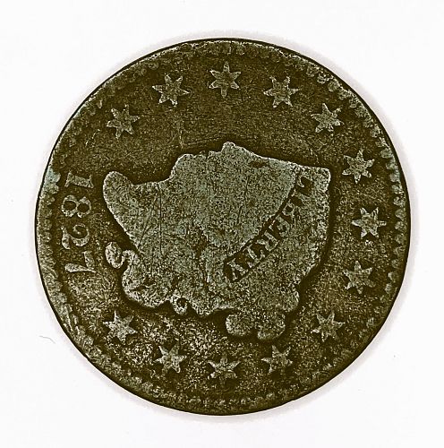 1827 P Coronet Liberty Head Large Cent