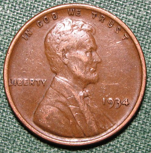 1934 P Wheat Back Lincoln Cent