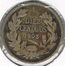 10 Centavos, Chile, 1908