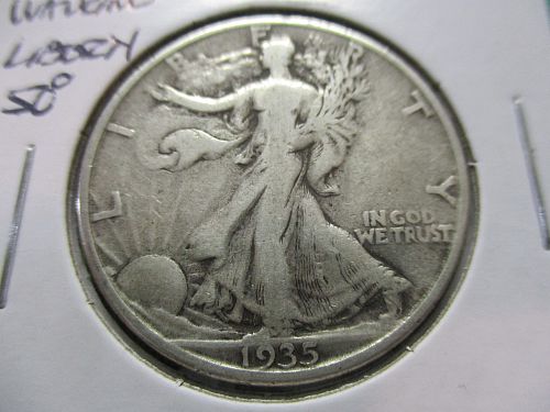 1935-D  F12 Walking Liberty Half Dollar.  Item: 50 W35D-18.