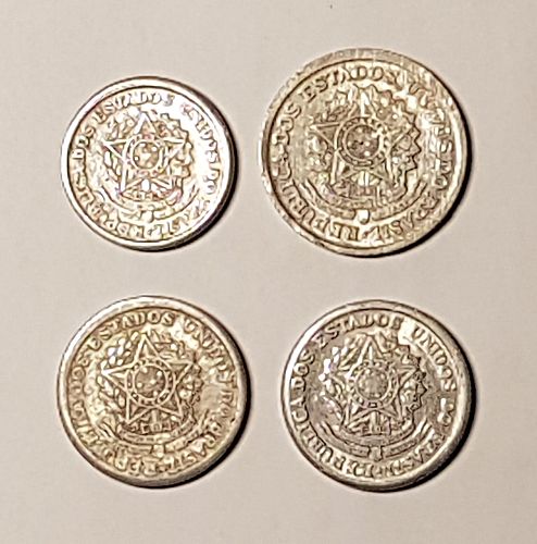 Lot 4 Coin Brazil 50 centavos 1958 1 cruzeiro 2 cruzeiros 1960 1961