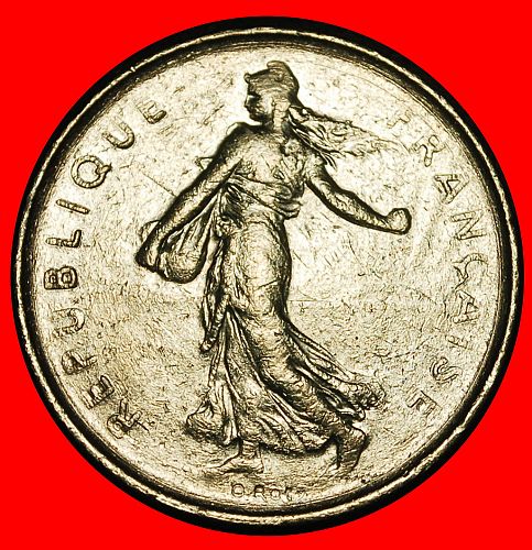 Ⰿ SUN (1960-2001): FRANCE ★ 5 FRANCS 1990! SOWER ERROR! NOT SILVER!