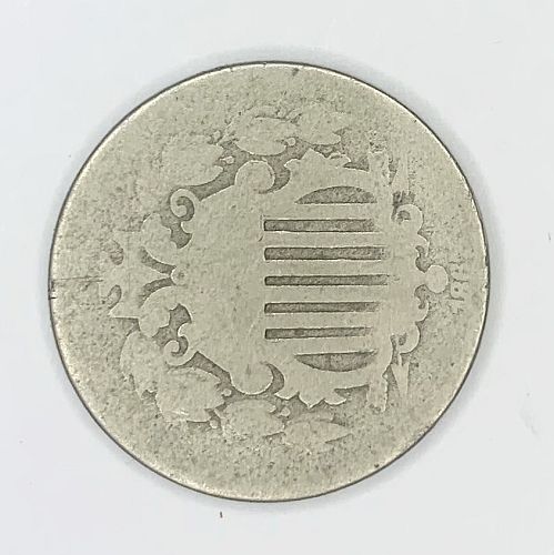 1867 P Shield Nickel: Type 2 - Without Rays
