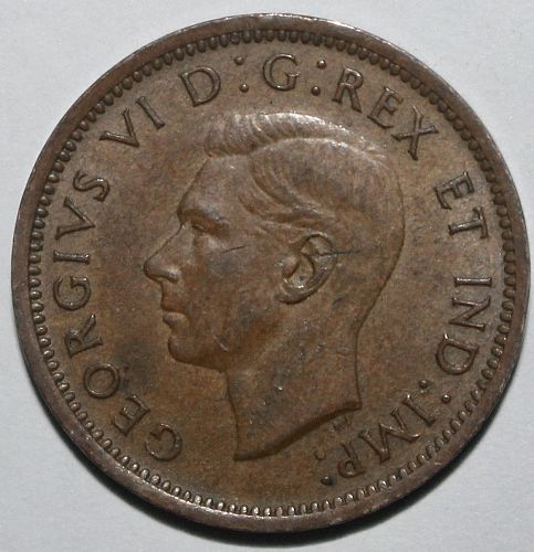 CANADA One Cent Coin 1937 KM# 32 Canadian King George V Maple Leaf 1