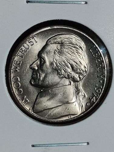 1974-D JEFFERSON NICKEL MS-64, DETAILS: SCRATCHES IN FRONT OF JEFF'S FACE