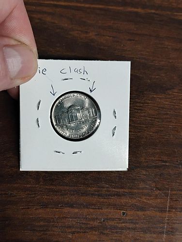 1975-D JEFFERSON NICKEL MS-63 , DIE CLASH ON REVERSE SIDE