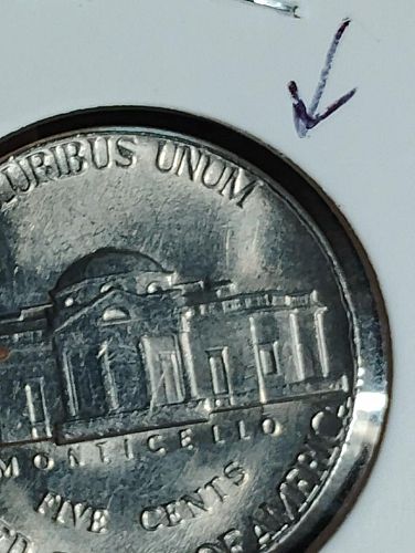 1975-D JEFFERSON NICKEL MS-63 , DIE CLASH ON REVERSE SIDE