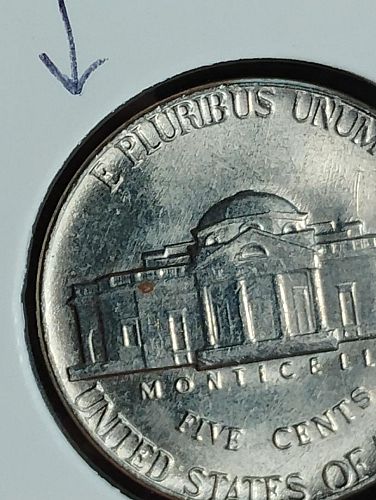 1975-D JEFFERSON NICKEL MS-63 , DIE CLASH ON REVERSE SIDE