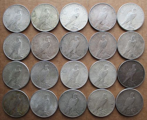 20 Circulated Peace Dollars ~ 1922-1926s ~ Free Shipping
