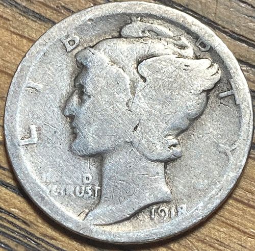 1918S mercury dime in ALMOST GOOD condition