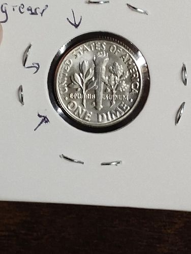 1955-S ROOSEVELT DIME DIE CLASH, S/T GRREASE OBV. & REV. POSSIBLE RPM?