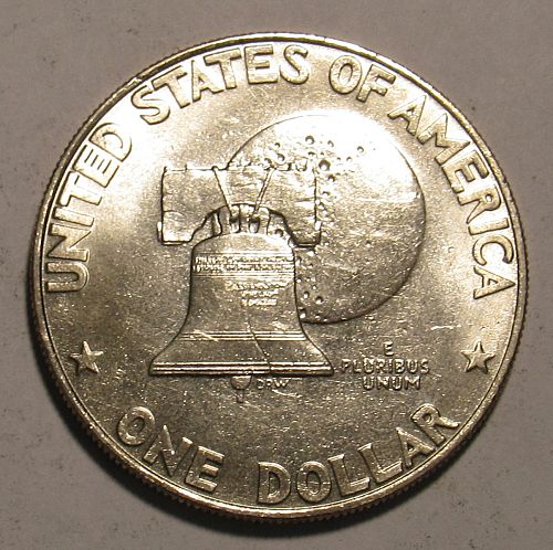1976 P Eisenhower Dollar, BU: Type 1 - Low Relief - Bold Lettering
