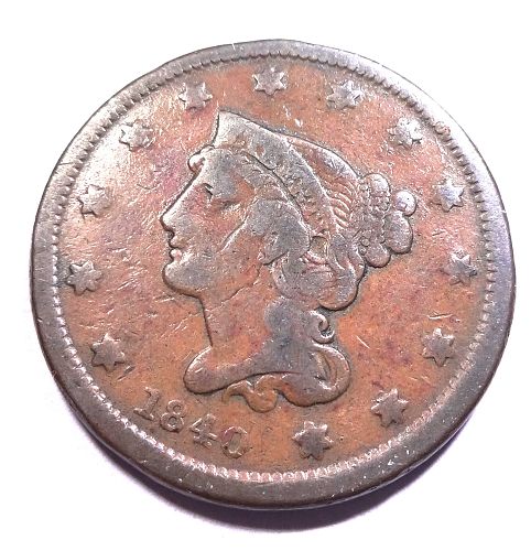 1840 Braided Hair Large Cent - Small Date