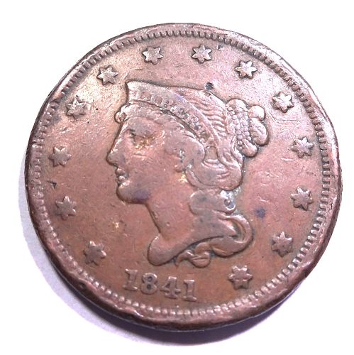 1841 Braided Hair Large Cent - Small Date