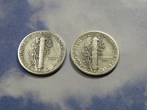 1931-P & 1931-S MERCURY DIMES (LOT OF 2 COINS)  (90% SILVER) ~ LOT J704