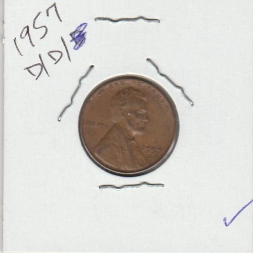 1957  D/D  WHEAT CENT