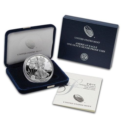 2015 Proof Silver American Eagle - 1 Troy Oz .999 Pure  with COA