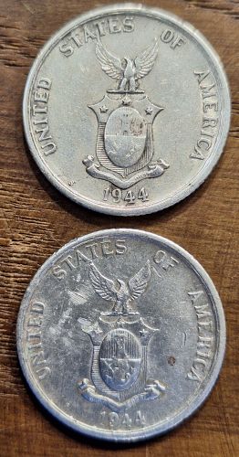 Lot of 2 1944-S Philippines 50 Centavos