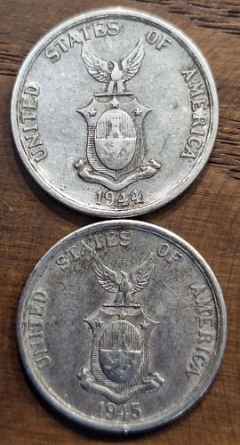 1944-S and 1945-S Philippines 50 Centavos