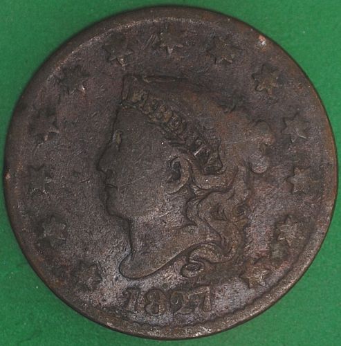 1827 Coronet Head Large Cent G-VG