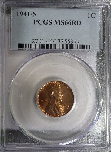 1941-S PCGS RED MS 66 LINCOLN WHEAT CENT (150-W)