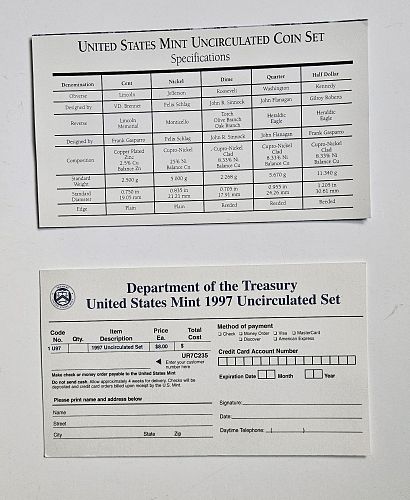 1997 US Mint Uncirculated 10 Coin Set P & D