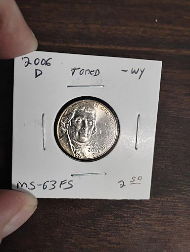 2006-d jefferson nickel ms-63 , full steps toned