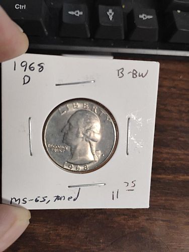 1968-D WASHINGTON QUARTER MS-65 , TONED