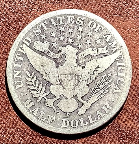 1901-S 90% Silver Barber Half Dollar Tough Key Date Full Rims Original LTY G+/VG