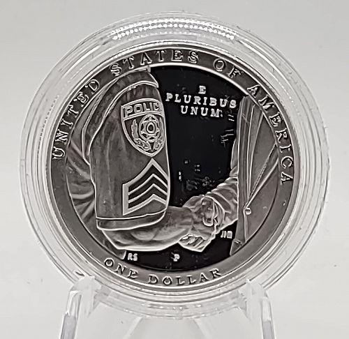 2021-P National Law Enforcement Memorial & Museum Proof Silver Dollar.  99.9% Silver!
