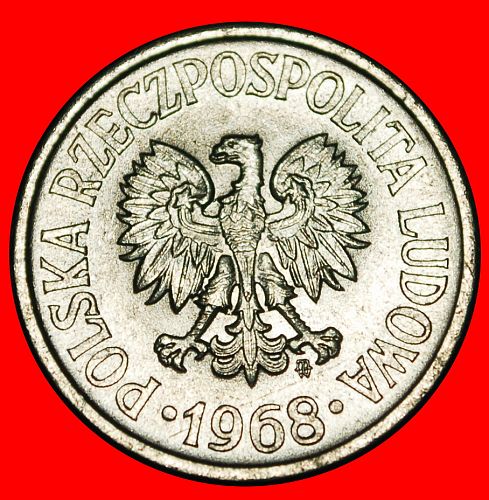 Ⰿ SOCIALIST STARS (1957-1985): POLAND ★ 20 GROSZES 1968! TYPE I! UNC MINT LUSTRE!