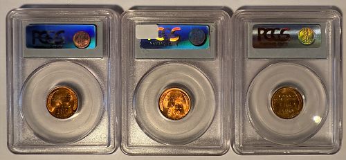 1953 P ,D ,S Lincoln Cents. MS66RD PCGS, (12680)